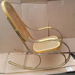 Pamono Vintage Gilt Metal & Cane Rocking Chair Best