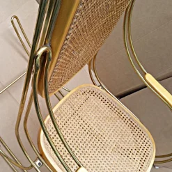 Pamono Vintage Gilt Metal & Cane Rocking Chair Best