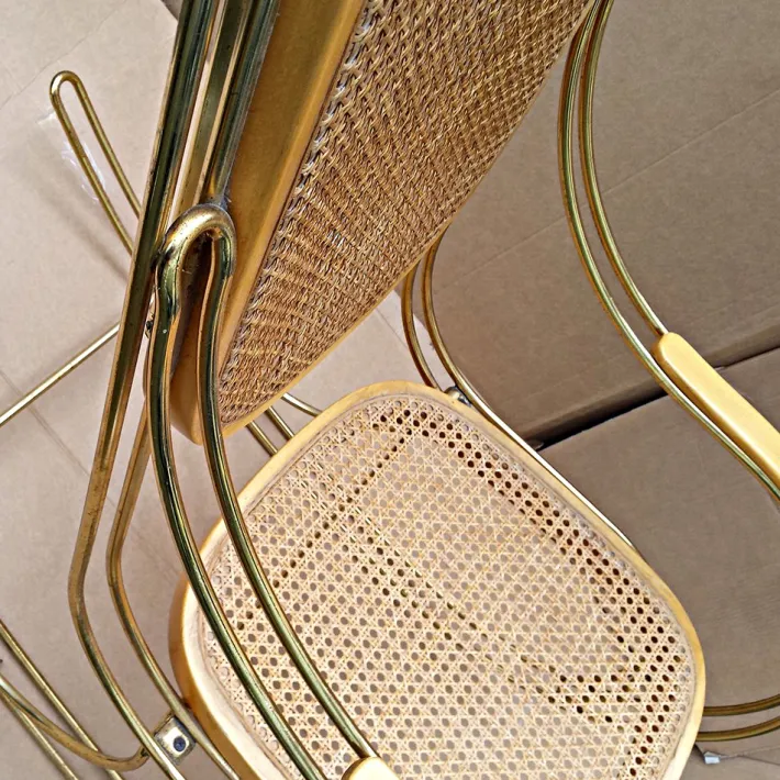 Pamono Vintage Gilt Metal & Cane Rocking Chair Best