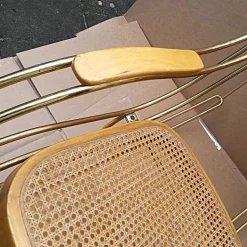 Pamono Vintage Gilt Metal & Cane Rocking Chair Best