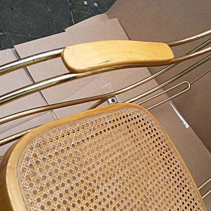 Pamono Vintage Gilt Metal & Cane Rocking Chair Best