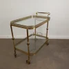 Pamono Vintage Glass and Brass Rolling Trolley, 1950s