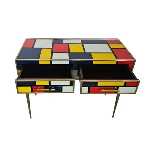 Pamono Vintage Glass Console with Two Drawers, 1980s Discount
