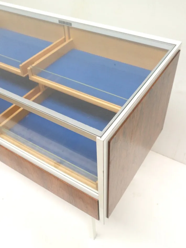 Pamono Vintage Glass Counter with Drawers, 1970s Best