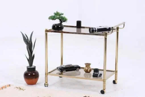 Pamono Vintage Glass Serving Cart, 1960s New
