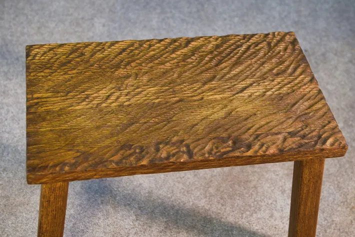 Pamono Vintage Gouged Side Table in Oak, 1960s Clearance
