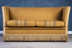 Pamono Vintage Green and Yellow Velvet Knole Sofa, 1950s Sale