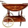 Pamono Vintage Hollywood Regency Italian Folding‑leaf Bar Cart in Wood & Brass, 1960s New