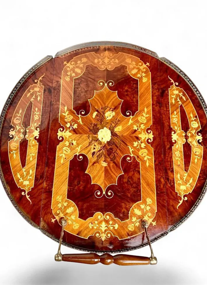 Pamono Vintage Hollywood Regency Italian Folding‑leaf Bar Cart in Wood & Brass, 1960s New