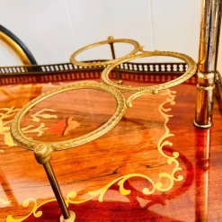 Pamono Vintage Hollywood Regency Bar Cart with Italian Marquetry Inlay New