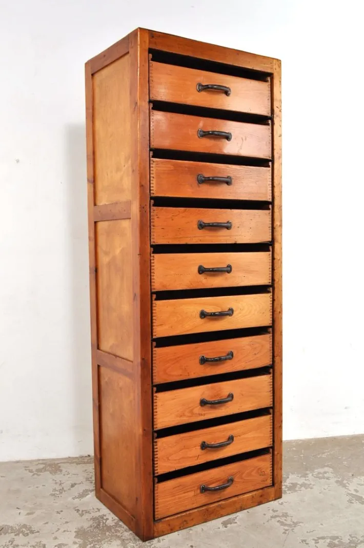 Pamono Vintage Industrial Chest of Drawers in Beech, 1930s Best