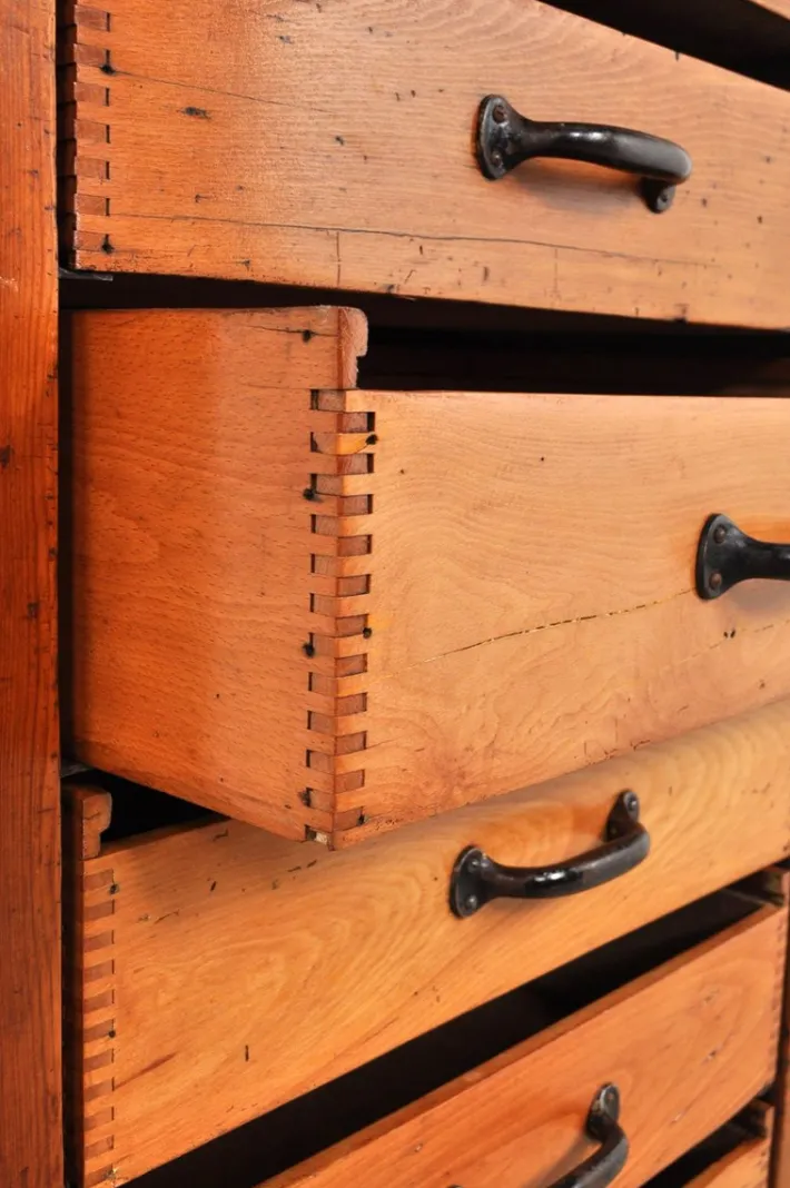 Pamono Vintage Industrial Chest of Drawers in Beech, 1930s Best