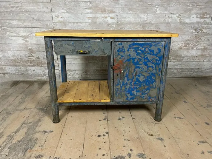 Pamono Vintage Industrial Spruce Workbench Outlet