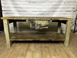 Pamono Vintage Industrial Workbench in Spruce