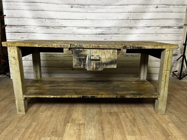 Pamono Vintage Industrial Workbench in Spruce