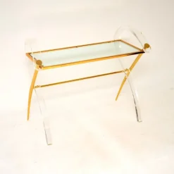 Pamono Vintage Italian Acrylic Glass and Gold Finish Console Table, 1970s Hot