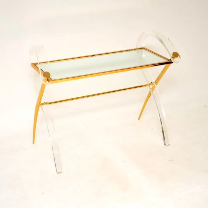 Pamono Vintage Italian Acrylic Glass and Gold Finish Console Table, 1970s Hot