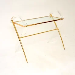 Pamono Vintage Italian Acrylic Glass and Gold Finish Console Table, 1970s Hot
