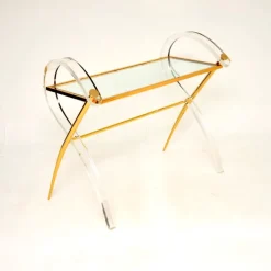 Pamono Vintage Italian Acrylic Glass and Gold Finish Console Table, 1970s Hot