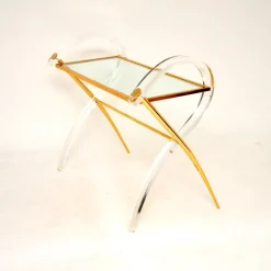 Pamono Vintage Italian Acrylic Glass and Gold Finish Console Table, 1970s Hot