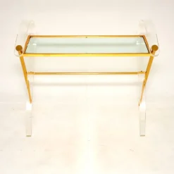 Pamono Vintage Italian Acrylic Glass and Gold Finish Console Table, 1970s Hot