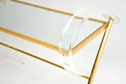 Pamono Vintage Italian Acrylic Glass and Gold Finish Console Table, 1970s Hot