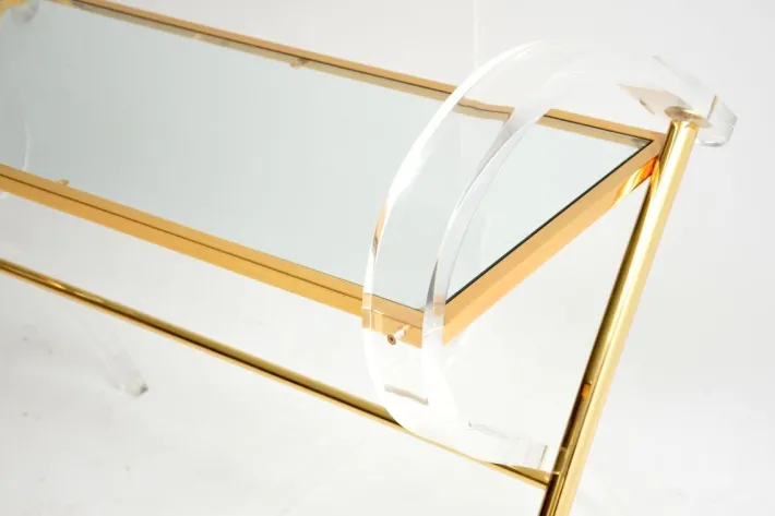 Pamono Vintage Italian Acrylic Glass and Gold Finish Console Table, 1970s Hot