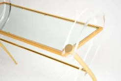 Pamono Vintage Italian Acrylic Glass and Gold Finish Console Table, 1970s Hot