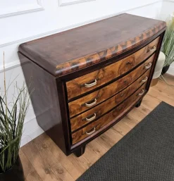Pamono Vintage Italian Art Deco Burl Wood and Bronze Chest of Drawers by Paolo Buffa, 1940s Hot