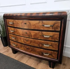 Pamono Vintage Italian Art Deco Burl Wood and Bronze Chest of Drawers by Paolo Buffa, 1940s Hot