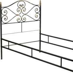 Pamono Vintage Italian Black and Gold Painted Wrought Iron Single Bed, 1950s Best