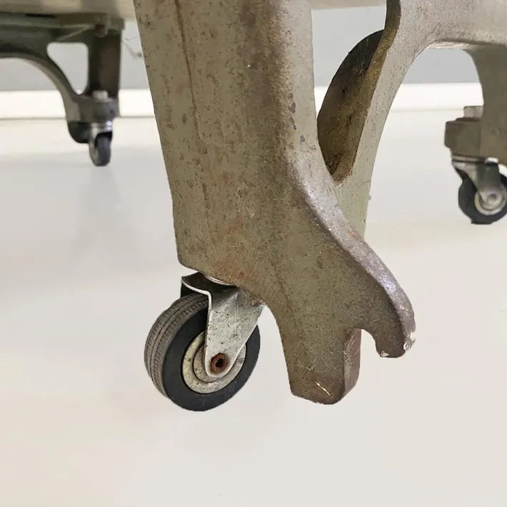 Pamono Vintage Italian Cast Iron and Wood State Railways Storage Trolley, 1930s Clearance