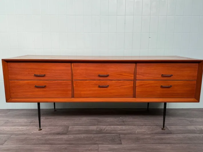 Pamono Vintage Italian Chest of Drawers in Teak and Metal Legs, 1950s Discount