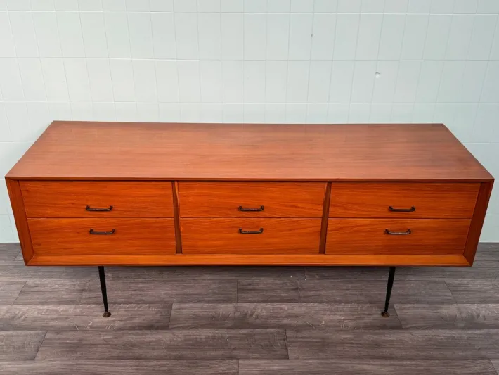 Pamono Vintage Italian Chest of Drawers in Teak and Metal Legs, 1950s Discount