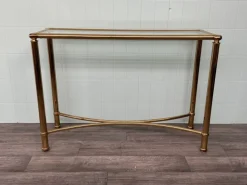 Pamono Vintage Italian Console in Brass Metal and Edged Glass Top, 1980s Best