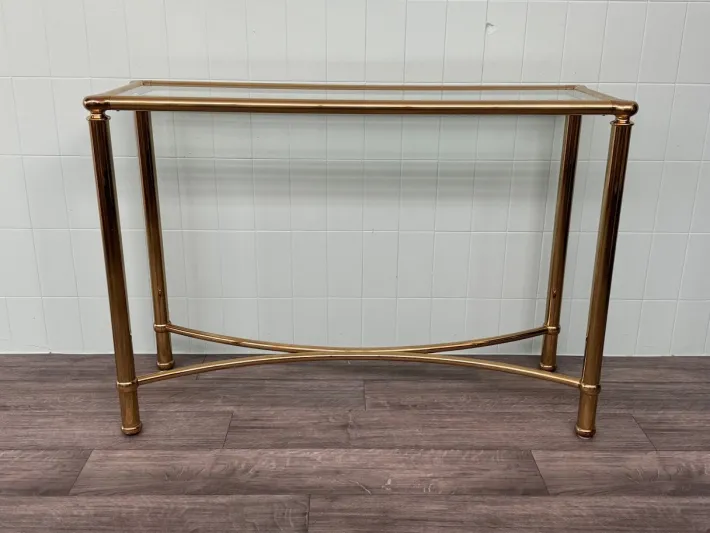 Pamono Vintage Italian Console in Brass Metal and Edged Glass Top, 1980s Best