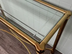 Pamono Vintage Italian Console in Brass Metal and Edged Glass Top, 1980s Best