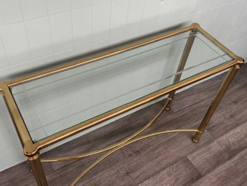 Pamono Vintage Italian Console in Brass Metal and Edged Glass Top, 1980s Best