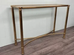 Pamono Vintage Italian Console in Brass Metal and Edged Glass Top, 1980s Best