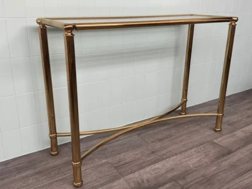 Pamono Vintage Italian Console in Brass Metal and Edged Glass Top, 1980s Best