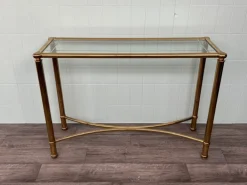 Pamono Vintage Italian Console in Brass Metal and Edged Glass Top, 1980s Best