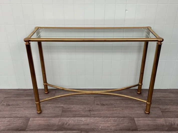 Pamono Vintage Italian Console in Brass Metal and Edged Glass Top, 1980s Best