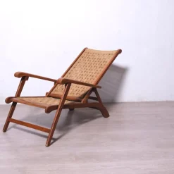 Pamono Vintage Italian Deck Chair in Beech and Jute, 1950s Best