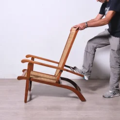 Pamono Vintage Italian Deck Chair in Beech and Jute, 1950s Best