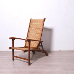 Pamono Vintage Italian Deck Chair in Beech and Jute, 1950s Best