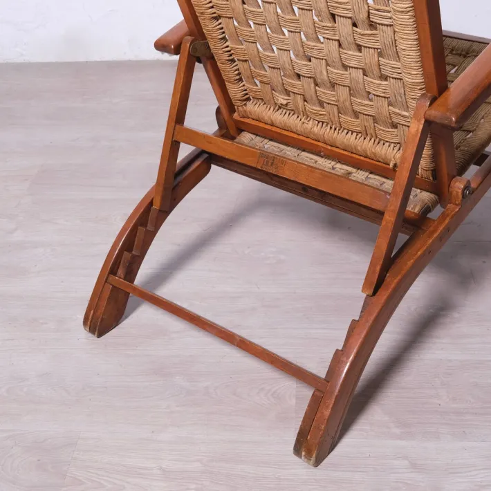 Pamono Vintage Italian Deck Chair in Beech and Jute, 1950s Best