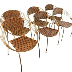 Pamono Vintage Italian Garden Patio Scoubidou Armchairs, 1950s, Set of 6 Sale