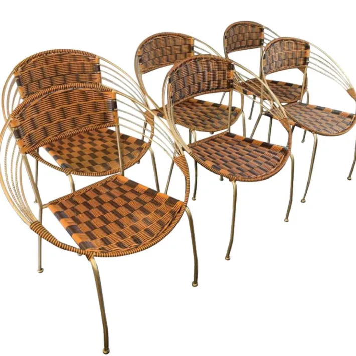 Pamono Vintage Italian Garden Patio Scoubidou Armchairs, 1950s, Set of 6 Sale