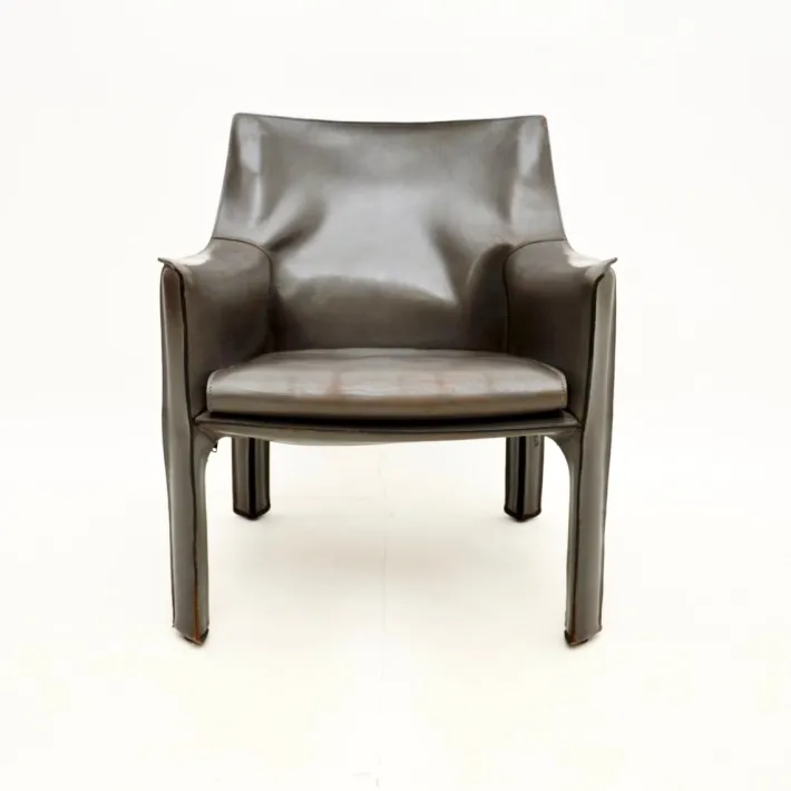 Pamono Vintage Italian Leather CAB Armchair attributed to Mario Bellini for Cassina, 1970s Sale