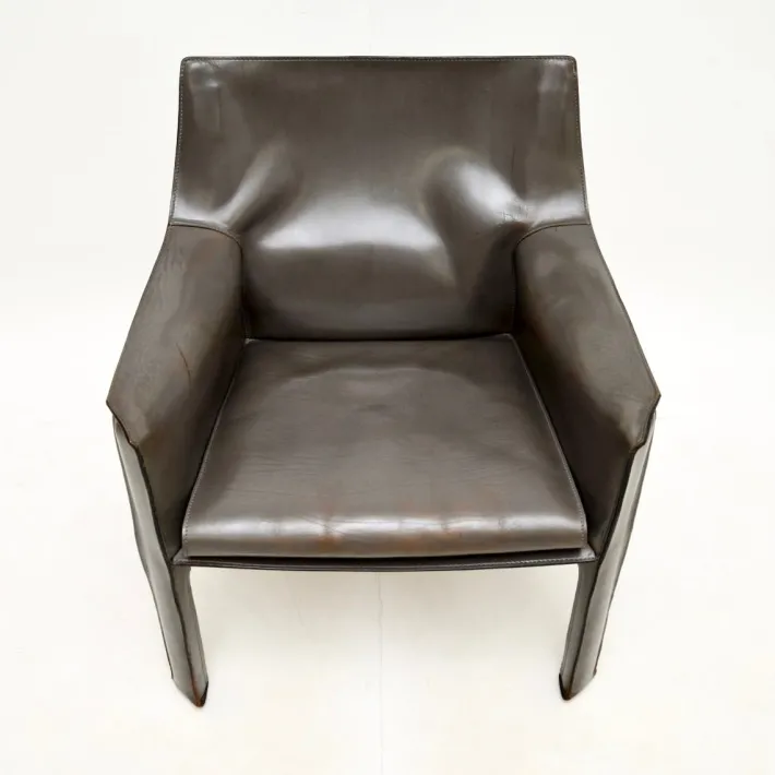 Pamono Vintage Italian Leather CAB Armchair attributed to Mario Bellini for Cassina, 1970s Sale